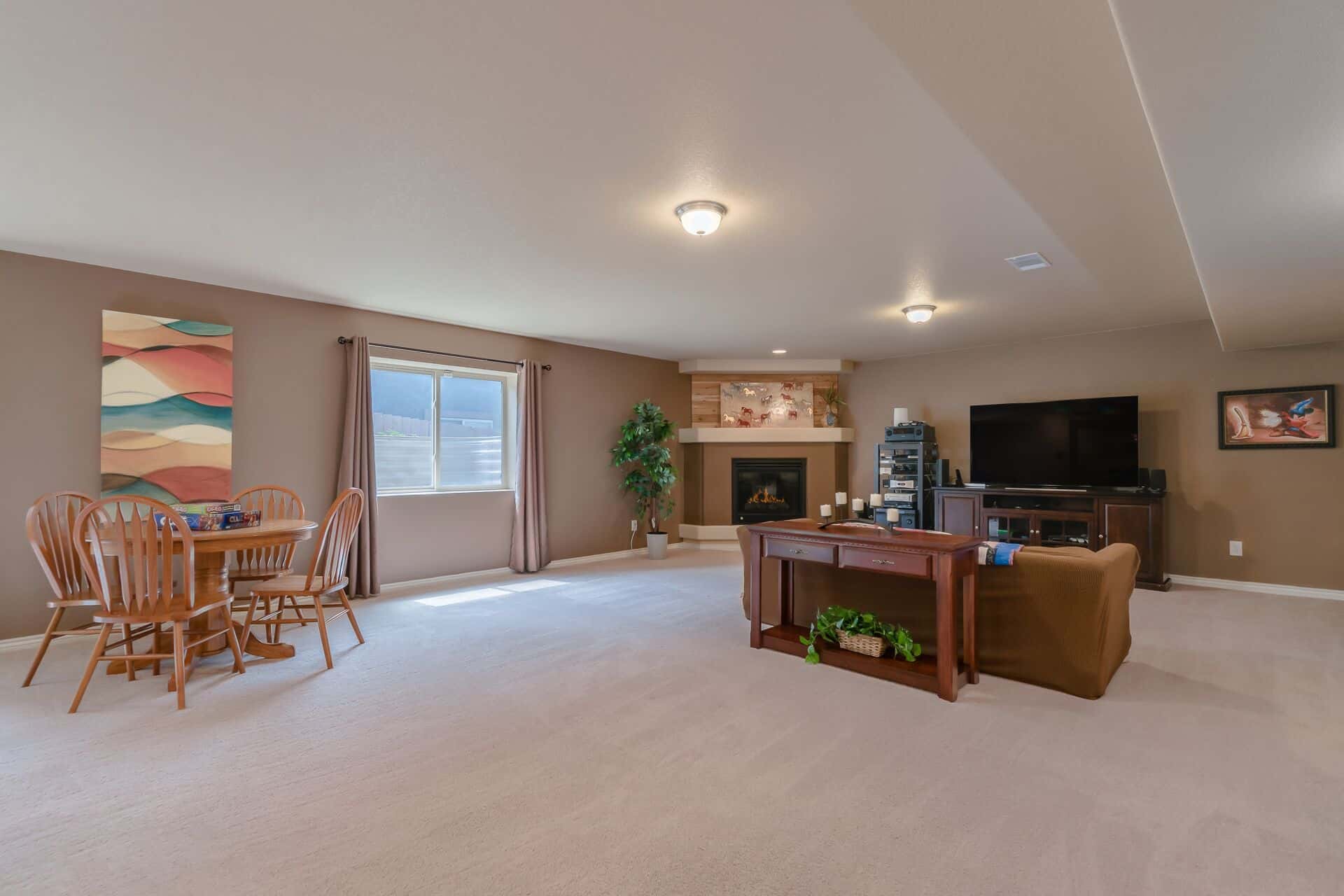 Finished Family Room with Gas-Log Fireplace