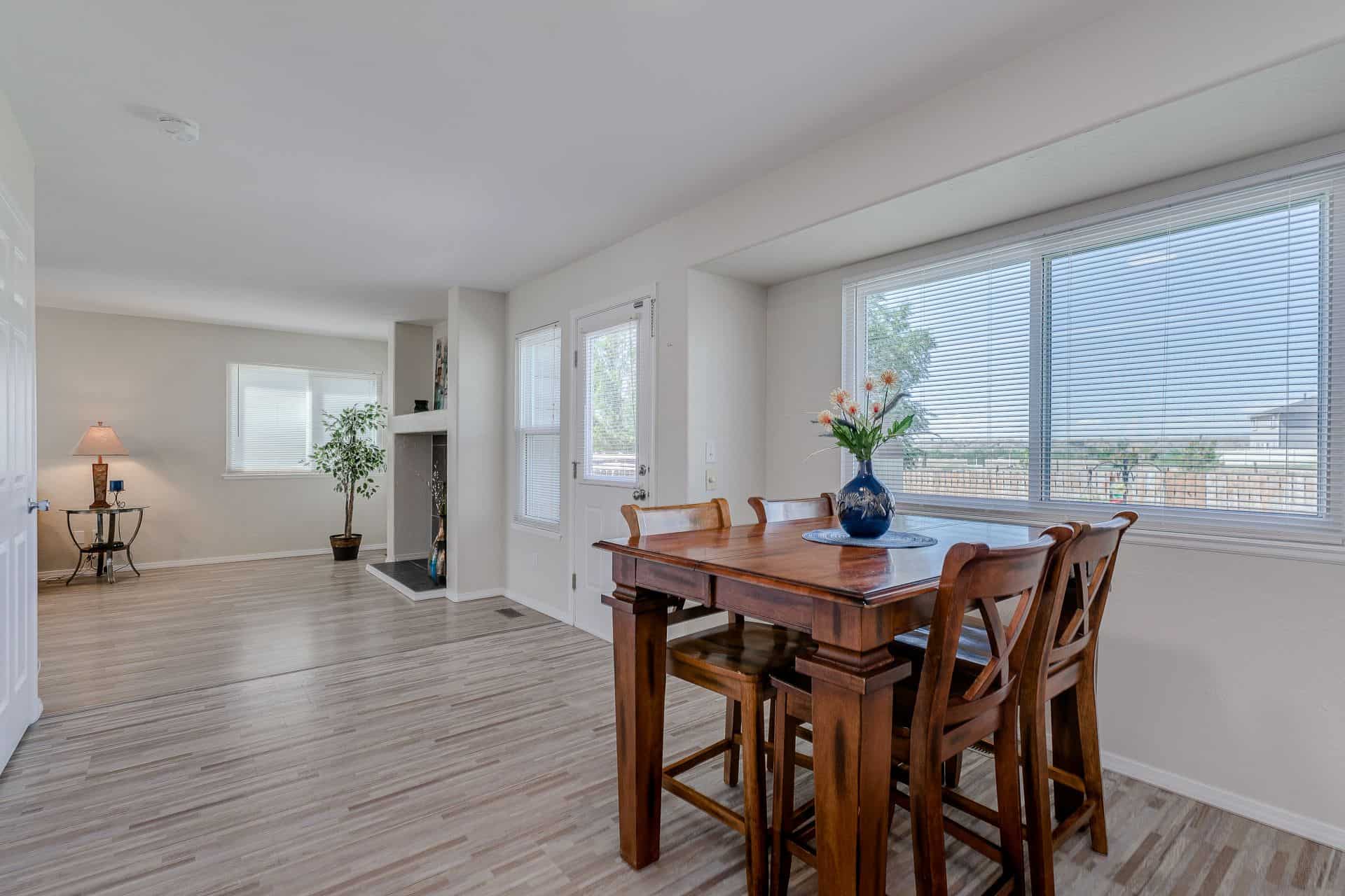 View of the Living Room from the walk-out Dining Area