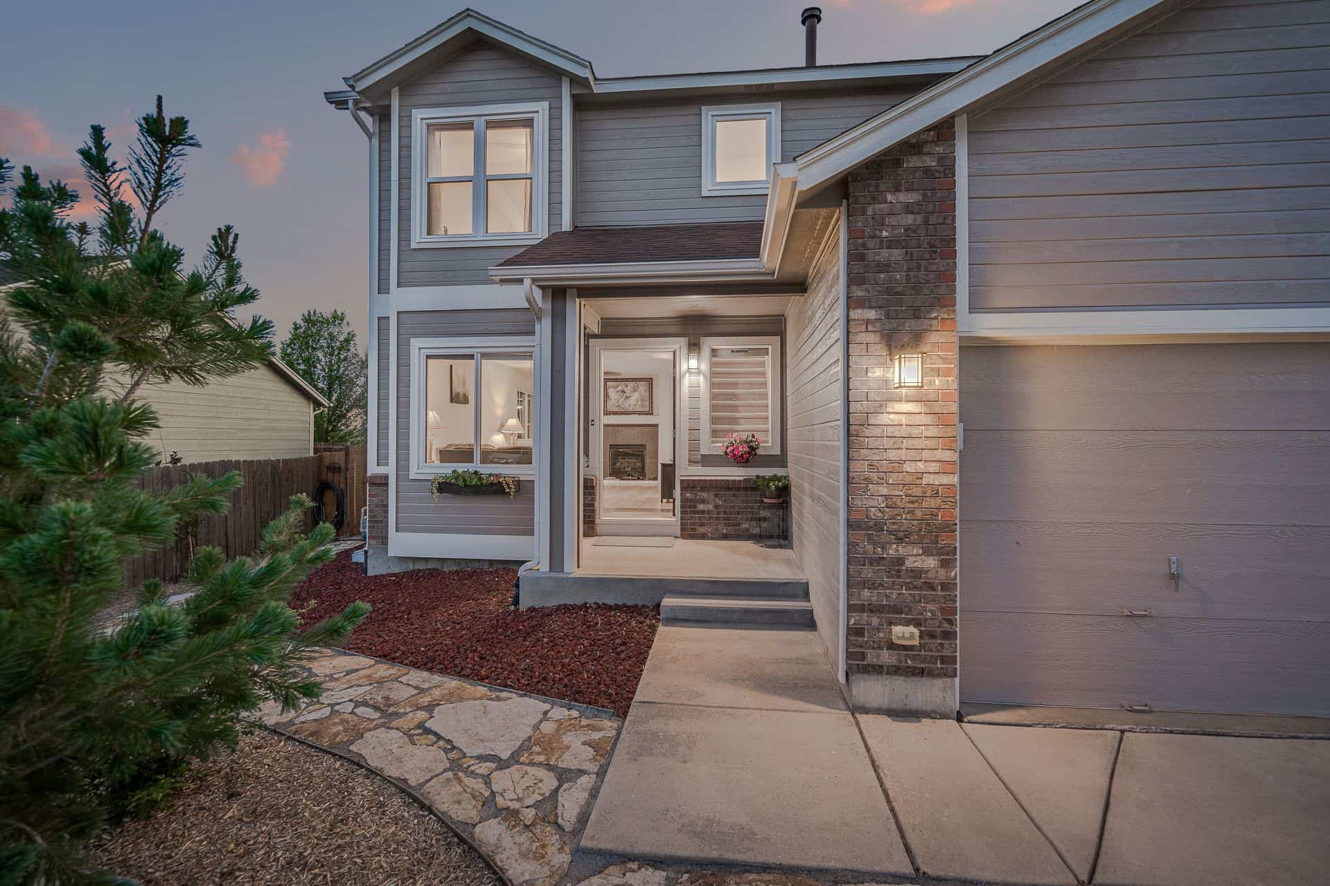 Covered Front Porch and Flagstone Walkway