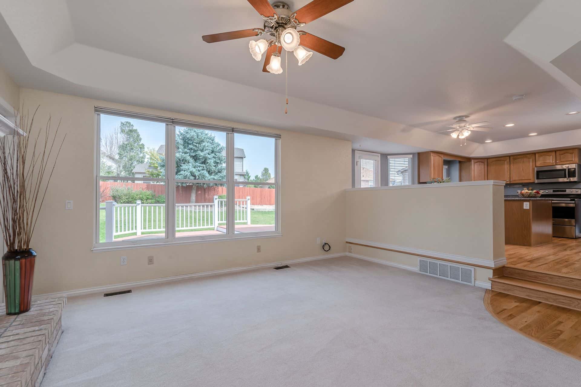 View of the fenced backyard from Family Room
