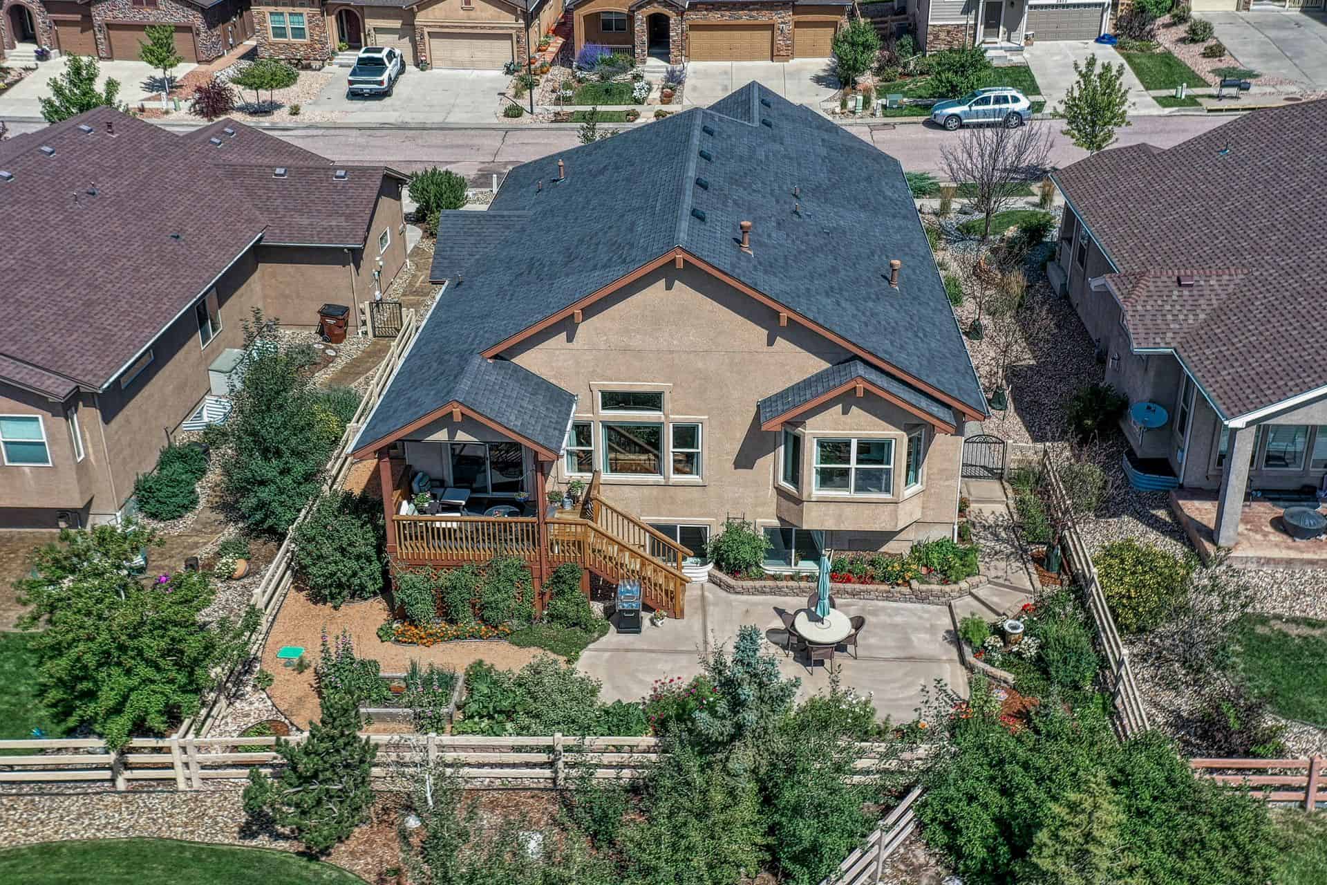 Aerial View of Backyard and Rear of Home