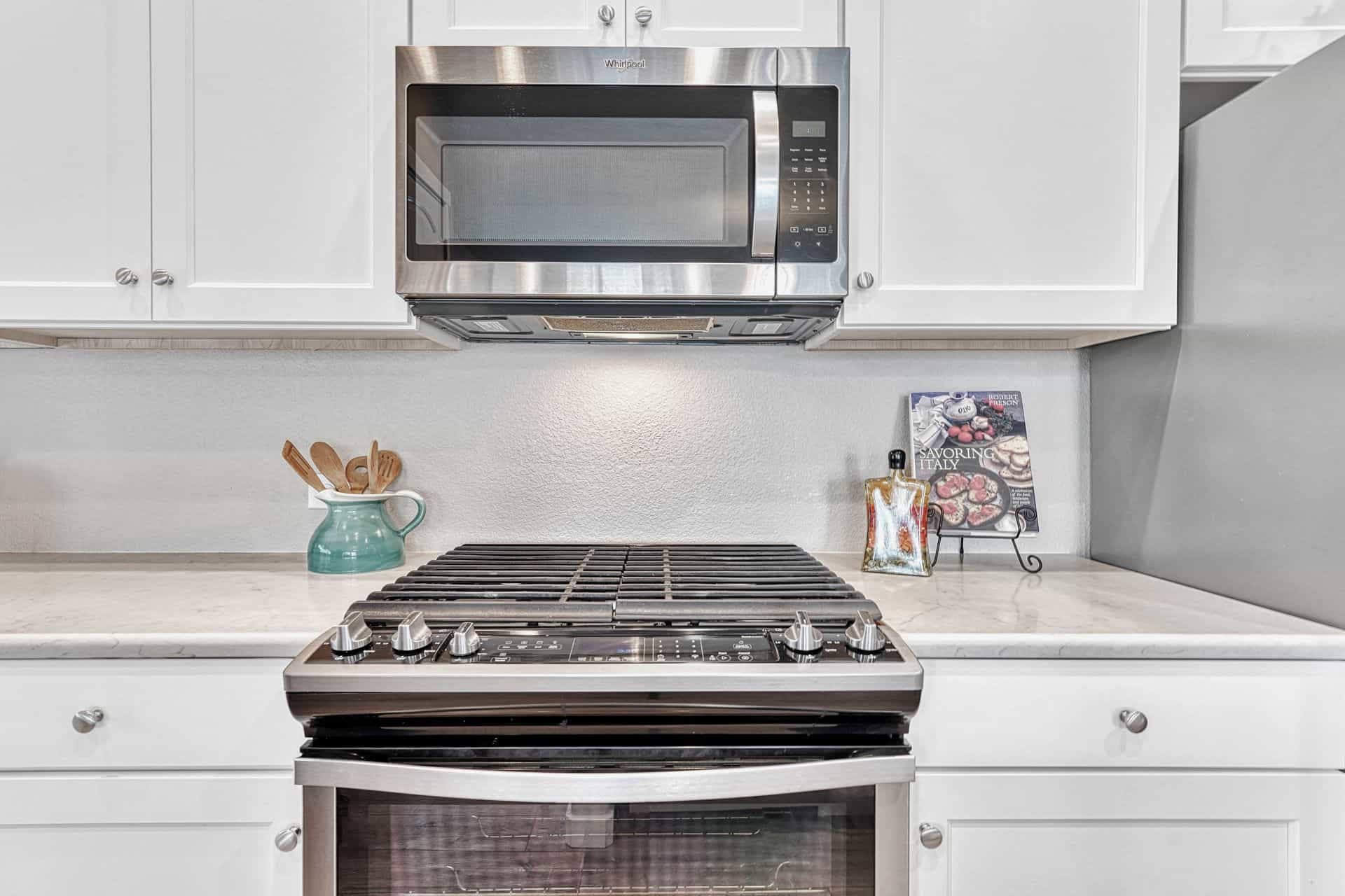 5-Burner Gas Range Oven and Built-In Microwave